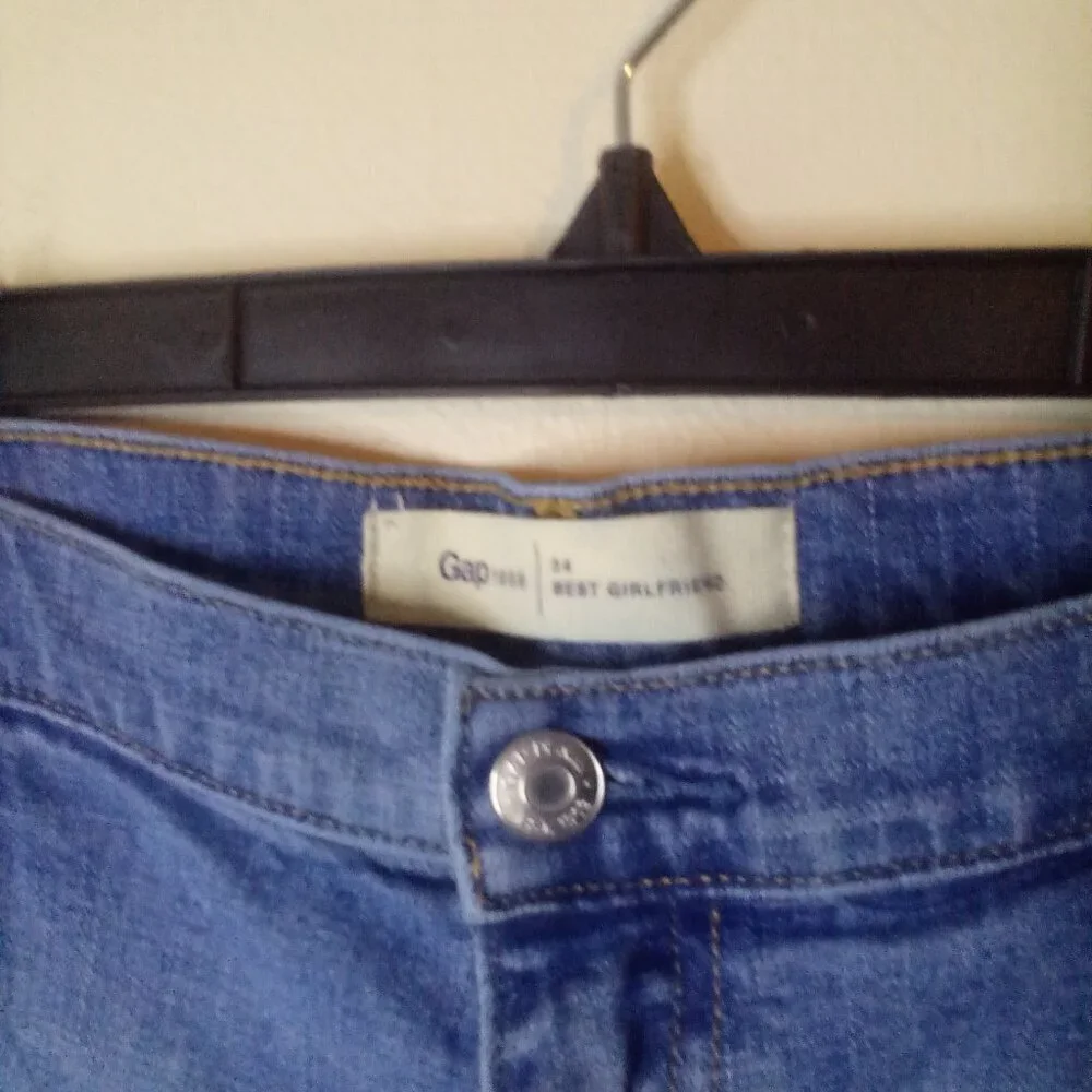 Gap Jeans Women 34 Best Girlfriend Distressed Ankle Cropped Blue
